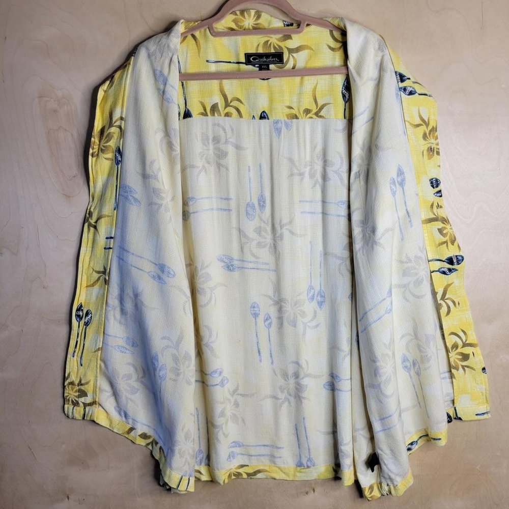 Quicksilver Silver Edition Yellow Floral Button Front Shirt Men Size XXL - Picture 4 of 12